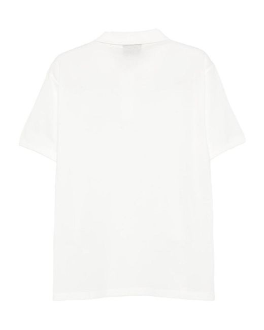 Emporio Armani White Logo Embroidered Short-Sleeved Polo Shirt for men