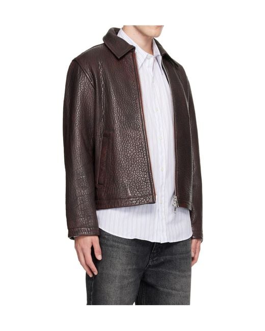 sunflower Brown Lapel Leather Jacket for men