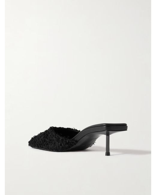 St. Agni Black Square-Toe Mules