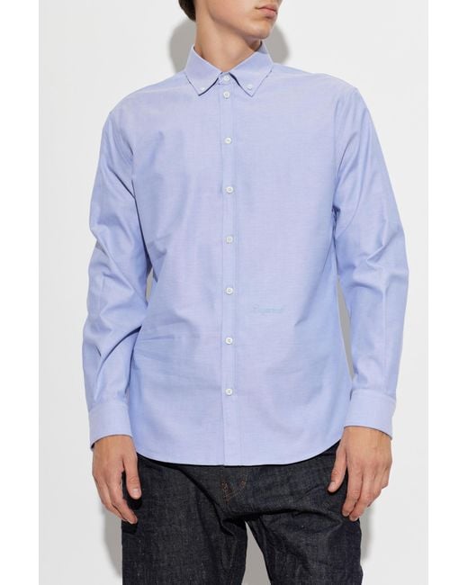 DSquared² Blue Oxford Cotton Relax Dan Shirt for men
