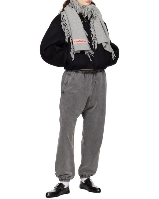Acne Gray Fringed-Edge Scarf for men
