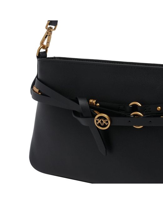 Pinko Black Strap Detailed Shoulder Bag