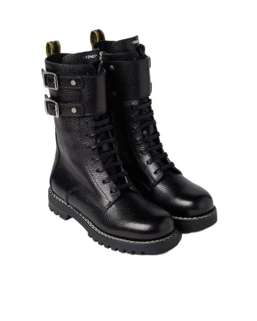 Fendi Black Commando Leather Boots