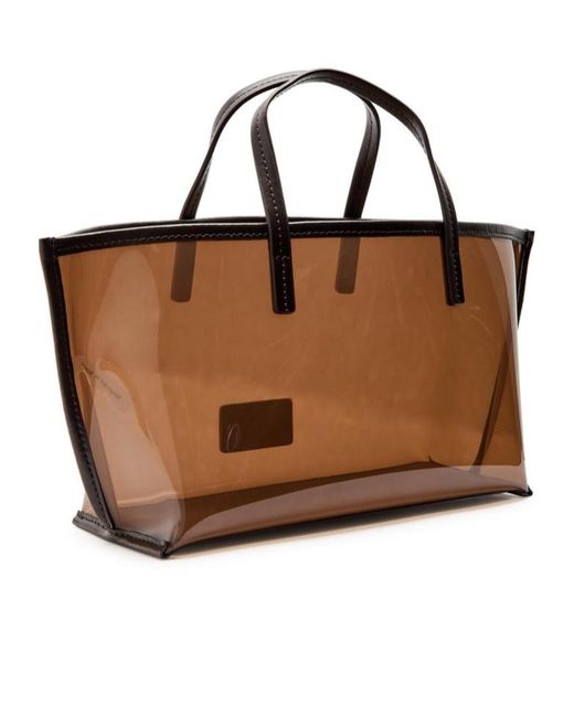 Staud Brown Mini Leather And Pvc Tote