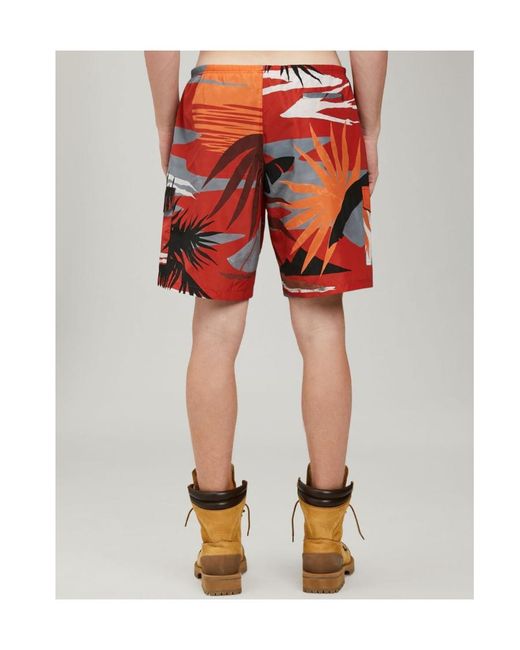 Palm Angels Red Hawaii-Print Swim Shorts for men