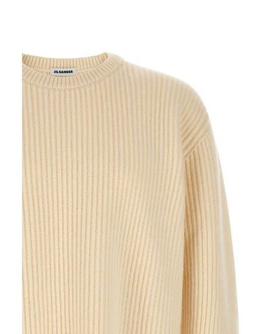 Jil Sander Natural Fisherman Rib-Knitted Crewneck Jumper for men
