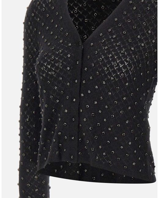 Max Mara Black Embellished V-Neck Cardigan