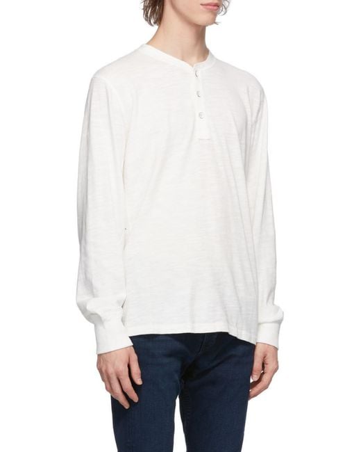 Rag & Bone White Round-Split Neck Long-Sleeved Top for men