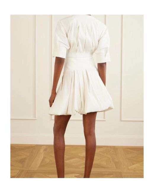 Jonathan Simkhai White Risel Pleated Poplin Mini Dress