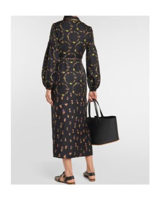 Gabriela Hearst Black Printed Silk Twill Maxi Dress