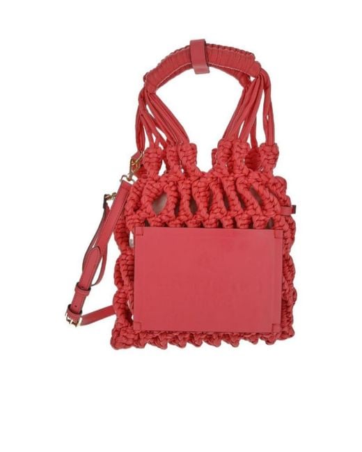 Etro Red Interwoven Small Tote Bag
