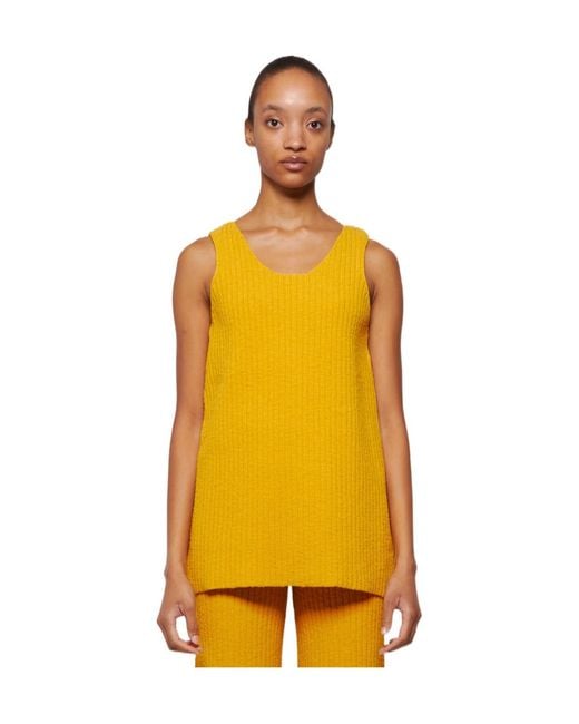 Proenza Schouler Yellow Sleeveless Bouclé Top