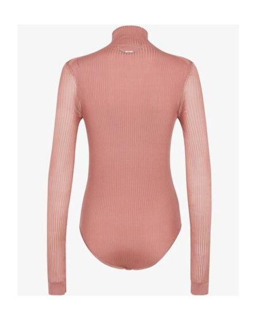 Fendi Pink Turtleneck Long-Sleeve Bodysuit