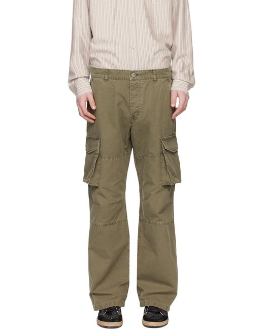 Golden Goose Deluxe Brand Green Cargo Pants With Wide Leg And Pockets for men