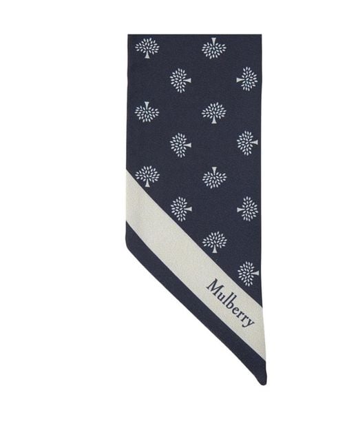 Mulberry Blue Tree-Jacquard Angled Tip Scarf