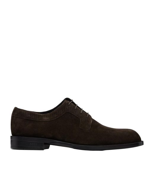Boss Brown Suede Derby Shoes for men