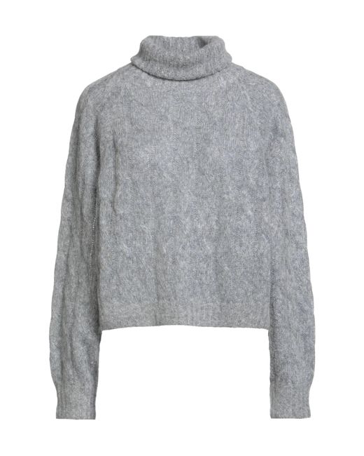 Brunello Cucinelli Gray Long Sleeve Wool Turtleneck Sweaters