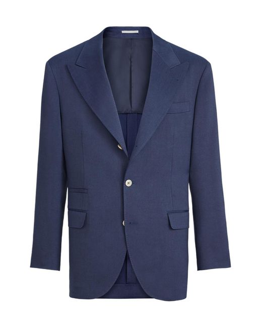 Brunello Cucinelli Blue Peak-Lapels Blazer for men