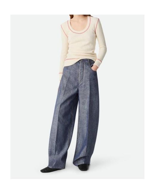 Bottega Veneta Gray Denim Effect Wide Leg Trousers