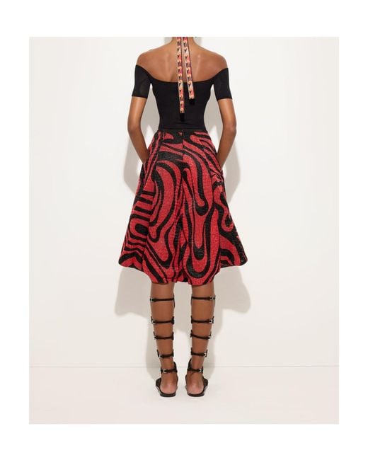 Emilio Pucci Black Pucci Marmo Off-Shoulder Fitted Top