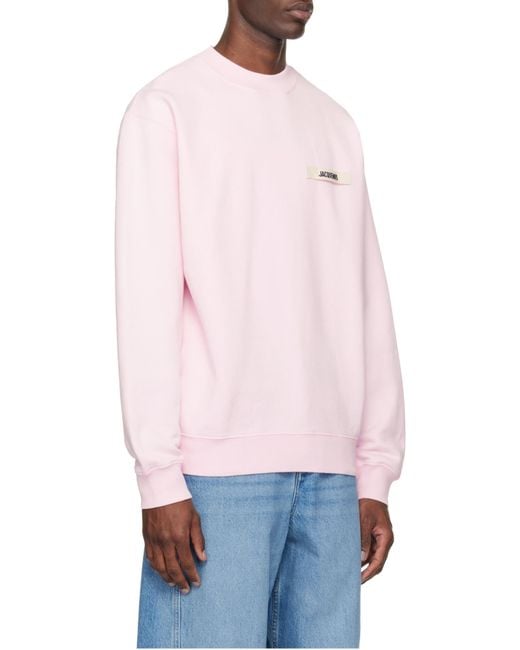 Jacquemus Pink Logo Patch Crewneck Sweatshirt for men