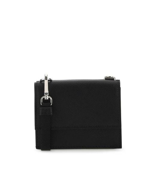 Prada Black Saffiano Leather Card Holder for men