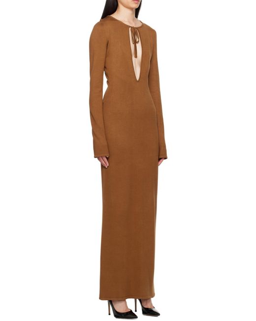Magda Butrym Brown Long-Sleeved Hollow Dress
