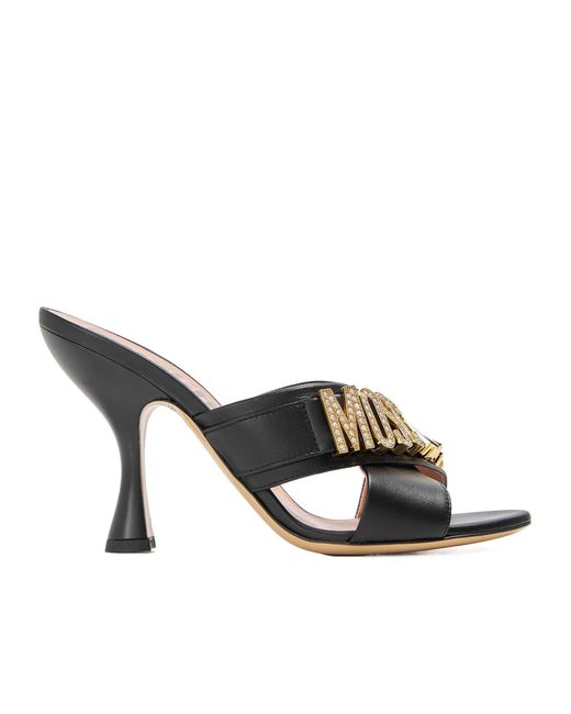 Moschino Black High-Heeled Slippers