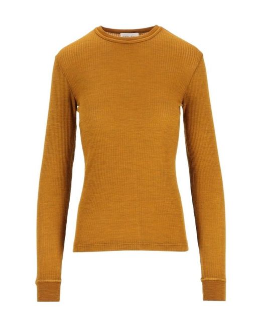 Forte_forte Brown Ribbed Lightweight Knitted Sweater