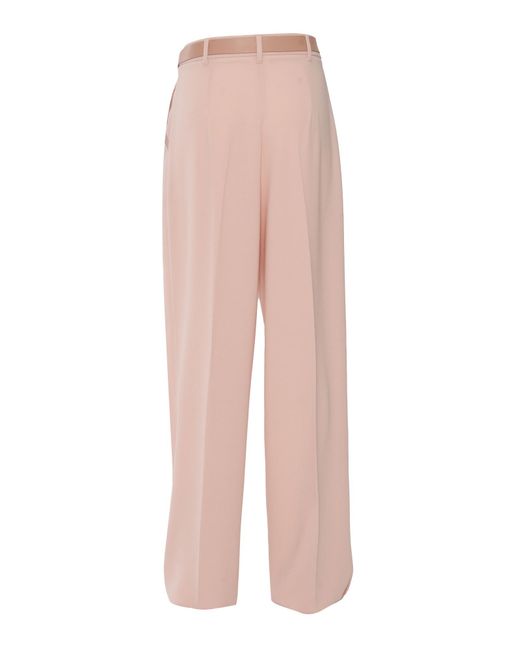 Max Mara Pink Studio Neottia Belted Wide Leg Trousers