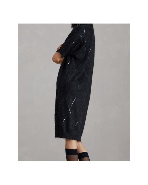 Brunello Cucinelli Black Sequin Embellished Roll-Neck Midi Dress