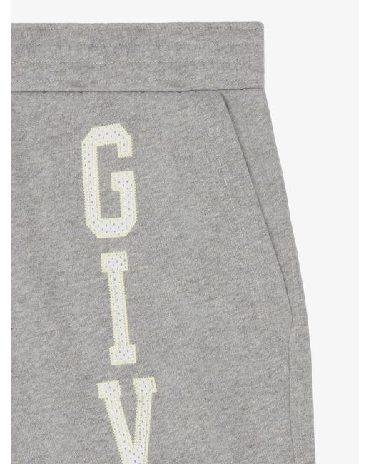 Givenchy Gray Logo Printed College Bermuda Shorts for men