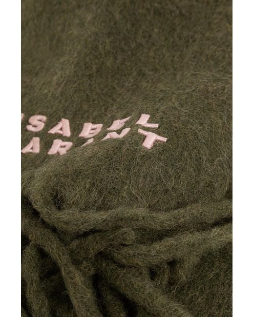 Isabel Marant Green Firny Logo-Embroidered Scarf