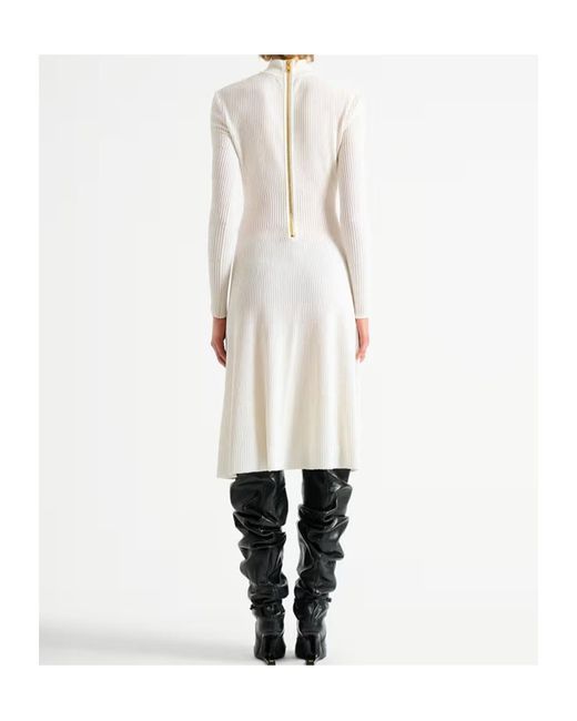 Balmain White Rib-Knit Maxi Dress