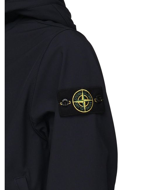 Stone Island Blue Logo Patch Hooded Jacket for men