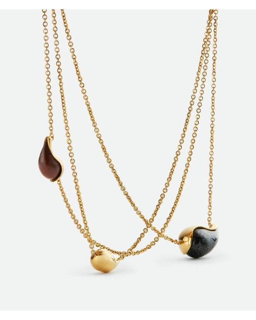 Bottega Veneta Metallic Drop Marble Necklace