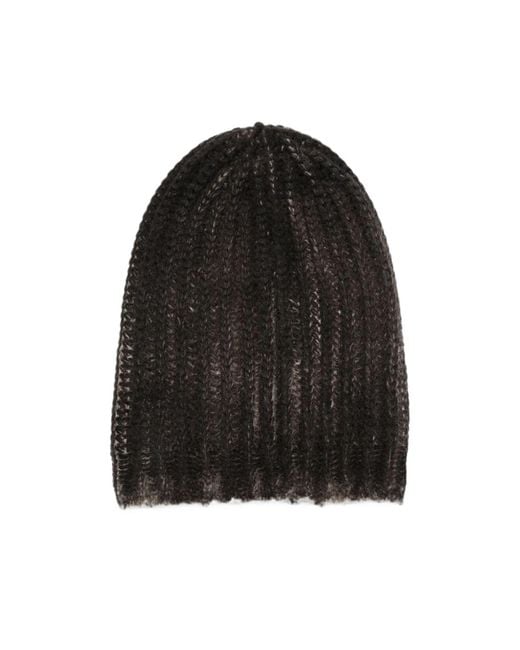 Avant Toi Black Ribbed-Knit Beanie Hat for men
