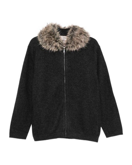 Semicouture Black Long-Sleeve Zip-Up Cardigan