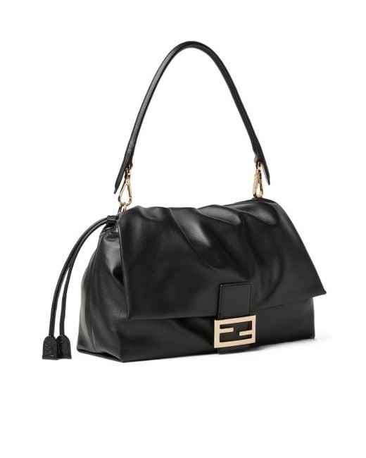 Fendi Black Baguette Soft Large Shoulder Bag