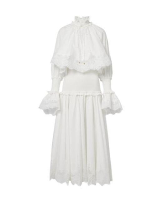 Zimmermann White Alchemy Lace-Trimmed Cotton Poplin Maxi Dress