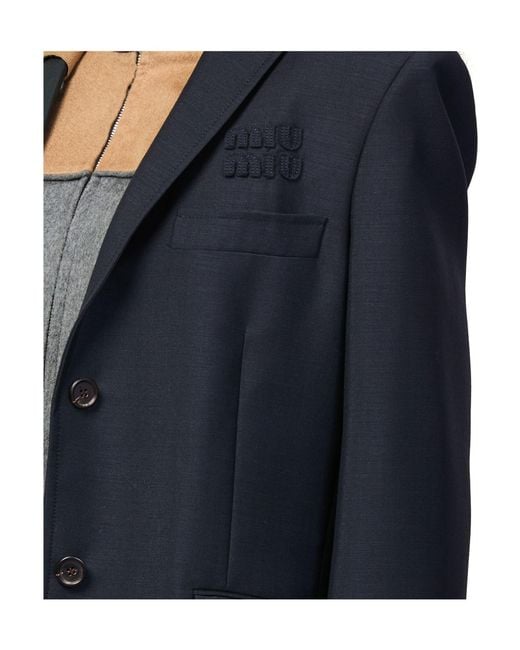 Miu Miu Blue Logo Blazer