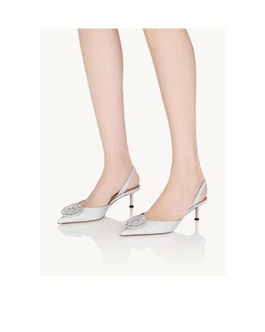 Aquazzura White 105Mm Crystal Hoop Sling Pumps