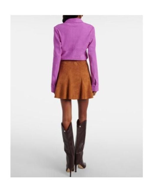 Stouls Brown Mila Pleated Suede Miniskirt
