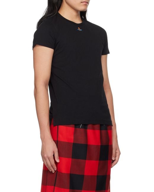 Vivienne Westwood Black Orb Logo-Embroidered Crewneck T-Shirt for men
