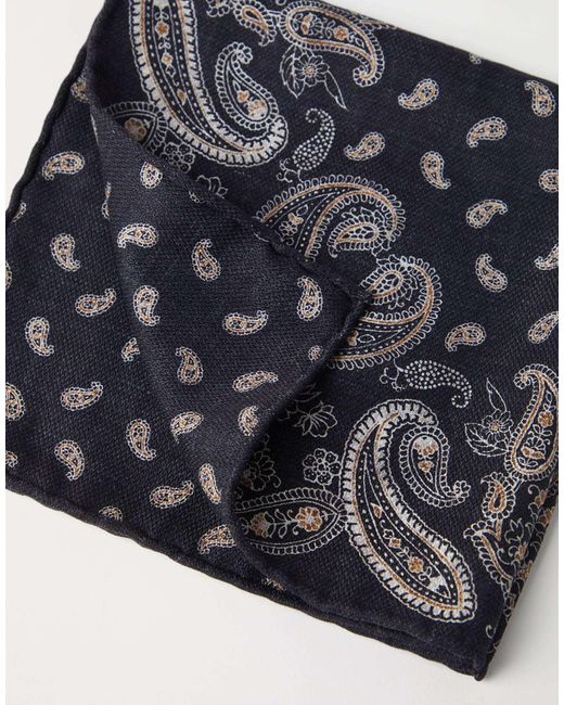 Brunello Cucinelli Gray Logo Patch Graphic Printed Pocket Square for men