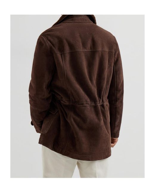 Brunello Cucinelli Brown Straight Hem Shearling Coat for men