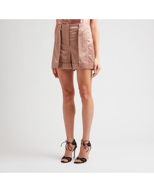 Balmain Pink Satin Plank Bermuda Shorts