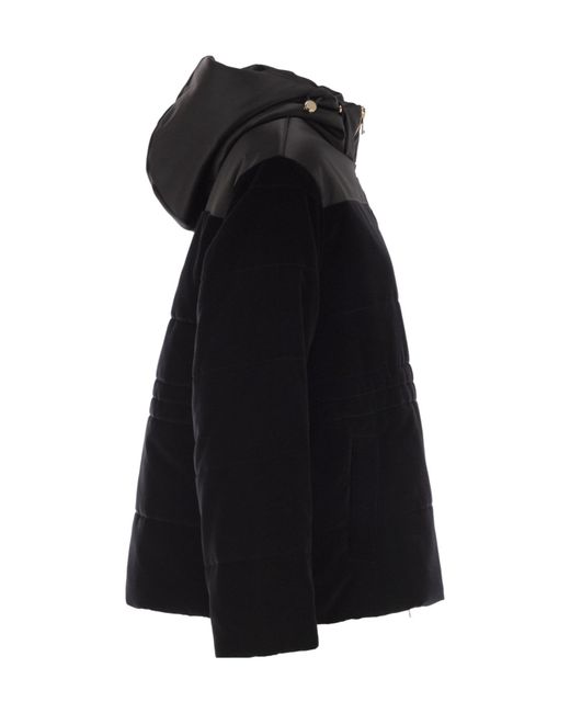 Fabiana Filippi Black Hooded Padded Velvet Jacket