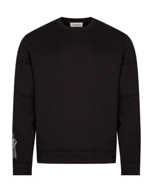 Lanvin Black Crew-Neck Photographic-Print Sweatshirt for men