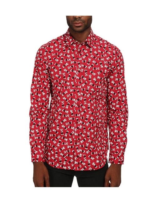 Moschino Red Printed Shirt for men